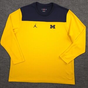 Jordan Michigan Wolverines Shirt Mens XXL Maize Jumpman Performance Long Sleeve